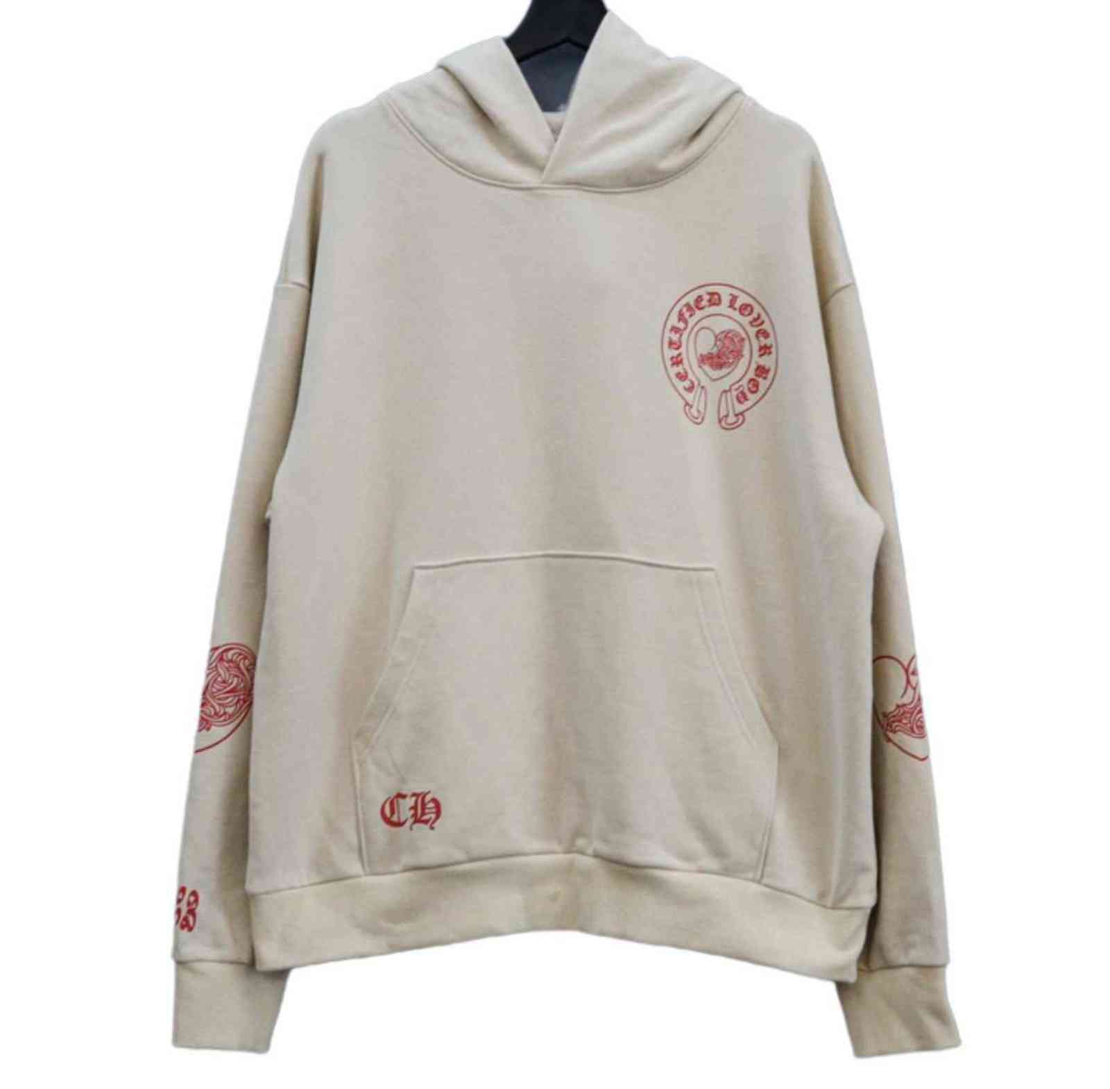 

heart new fashion chrome ch x Drake Beige loose Hoodie Miami Unisex, Creamy-white