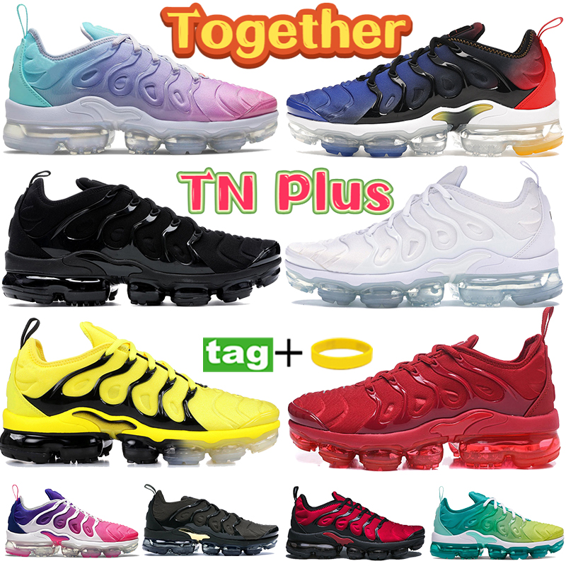 

TN plus Cushion running shoes together triple black white red pink sea lemon lime Olympic mens trainers Bleached Aqua Be True women sneakers, #48- bubble wrap packaging