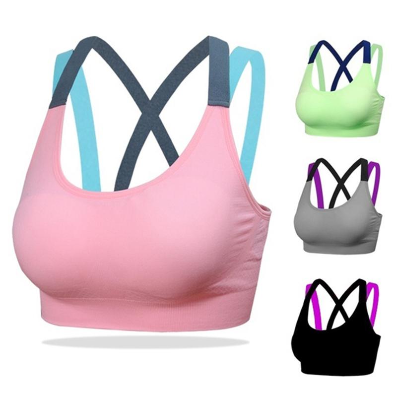 

Sports Bras for Women Yoga Bra Absorb Sweat Shockproof Padded Top Athletic Gym Running Fitness, Gray