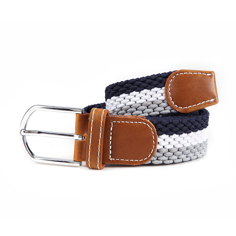 

New Fashion Wholesale Amazon Men Braided Fabric Elastic Woven Stretch Jeans Belts, Black