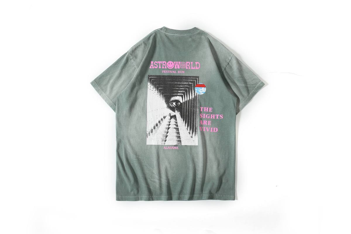 

2021 New 20ss Travis Scott Eu Size Cotton Tie Dye Eye of God Print t Shirt Top Tees Hip-hop Kanye Astroworld T-shirts Uakf, Black2
