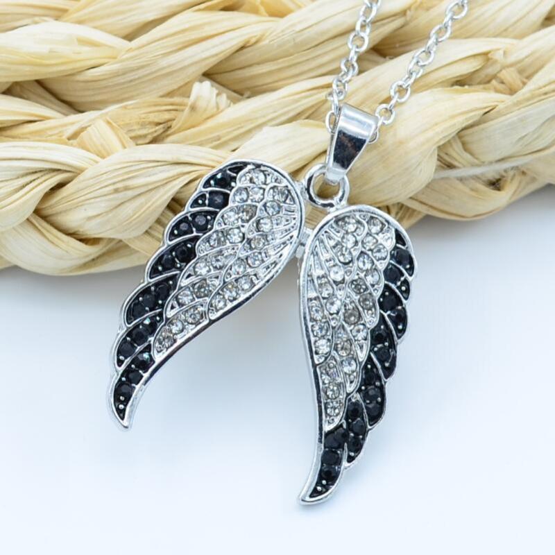 

Pendant Necklaces Wing Necklace Rhinestone Women Two Tone Jewelry Trendy Metal Geometric Collares De Moda 2021 Colier Femme