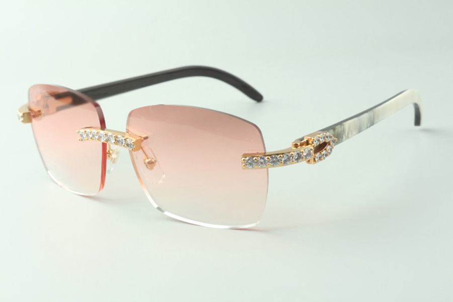 

Classic XL diamond sunglasses 3524025 with mixed buffalo horn arms glasses, Direct sales, size: 18-140 mm