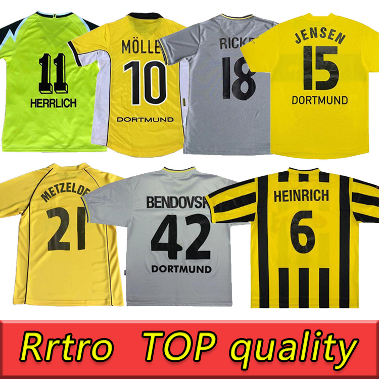 

Top Retro soccer jerseys 1995 1996 1997 1998 2000 2001 2002 2003 Borussia Dortmund ROSICKY BOBIC football shirt S-2XL, Black;yellow