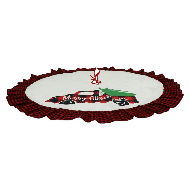 

Christmas Decorations 1pc Linen Grid Xmas Tree Skirt Carpet Delicate Mat