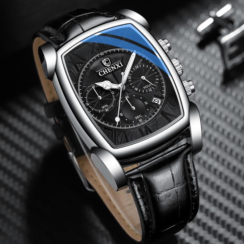 

Wristwatches Chronograph Quartz Watch Men Watches Brand Male Wrist For Clock Leather Strap Wristwatch Top Business Style Hours, Steel black