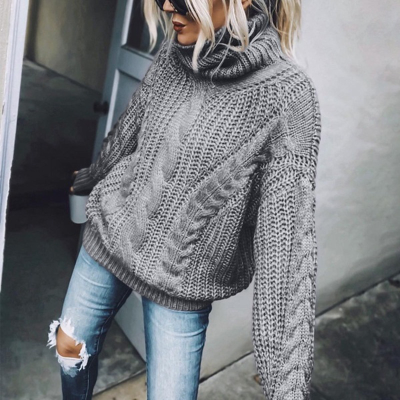 

Women's Pullover Sweater Jumper Knitted Plain Solid Color Basic Casual Keep Warm Long Sleeve Regular Fit Sweater Cardigans Turtleneck F, White;black