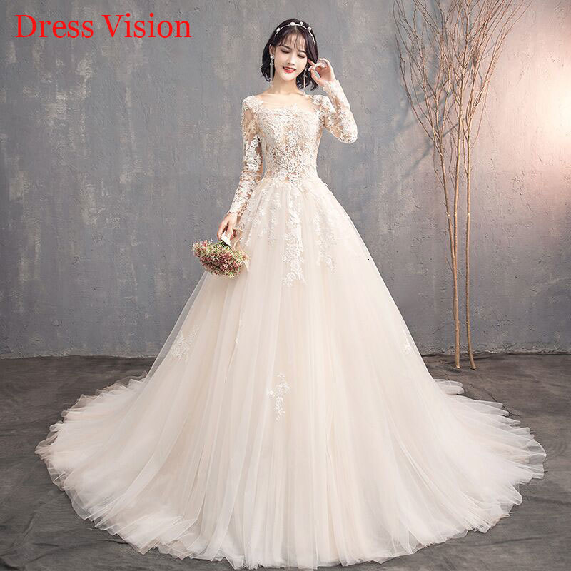 

2021 Lace Appliques Long Sleeves Vestidos Novia Robe De Marie Wedding Party Gowns Suknia Lubna Sbse, Same as image