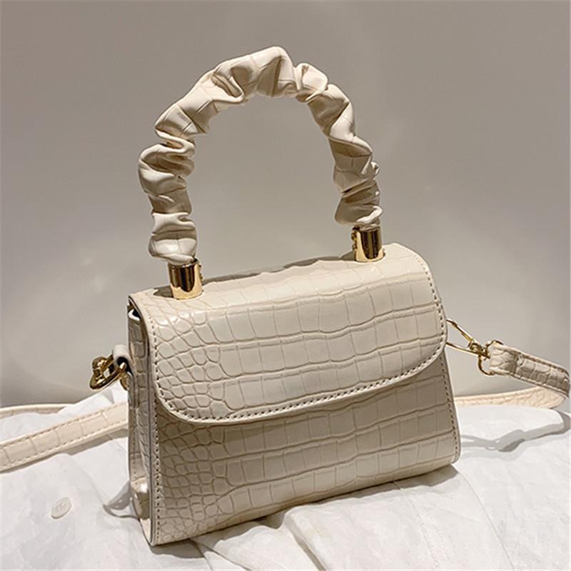 

Ladies Mini Small Square Bag 2021 Fashion New Quality PU Leather Women's Handbags Crocodile Pattern Shoulder Messenger Bags, Beige