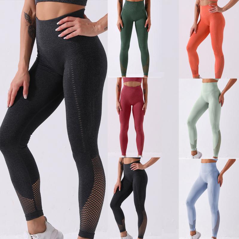 

2021 New Women Patchwork Mesh Seamless Yoga Fitness Leggings Athletic Gym Sports Exercise High Waist Stretch Pants Trousers, Bk