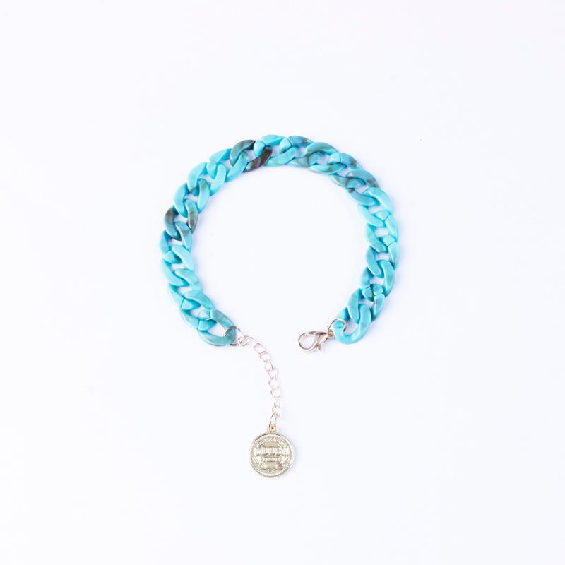 

Charm Bracelets Turquoise Leopard Marbled Acrylic Link Chain Adjustable For Women Resin Chains Coin Drop Pendant Jewelry, Golden;silver