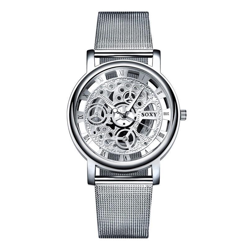

Wristwatches Hohl 2021 Skeleton Armbanduhr Mnner Mesh Gürtel Frauen Unisex Uarz Uhren Relogio Masculino, Silver