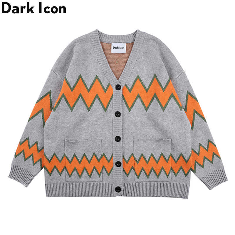 

Geometric Cardigan Sweater Men Women Vintage Sweater Men Winter Men's Sweater 210603, Grey sweater