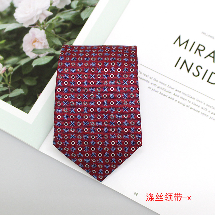 

Mens Tie Jacquard Polyester Silk Business Tie Factory in Stock Wholesale Small Flower Striped Classic Fashion Tie