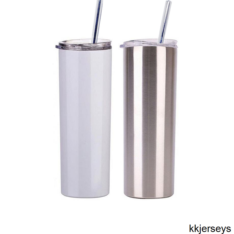

20oz Sublimartion Straight tumblers with Steel Straw Rubber Bottoms Stainless Steel tumbler Coffee Mug Sublimation Blanks Water Bottle, Shippingfee(don't choose