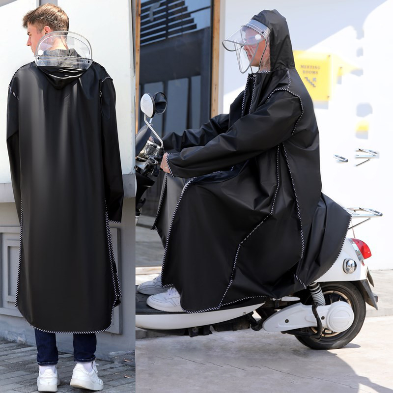 

2021 Doube brim Raincoat Women/Men Zipper Hooded Poncho Motorcyce Rainwear ong Stye Hiking Poncho Environmenta Rain Jacket