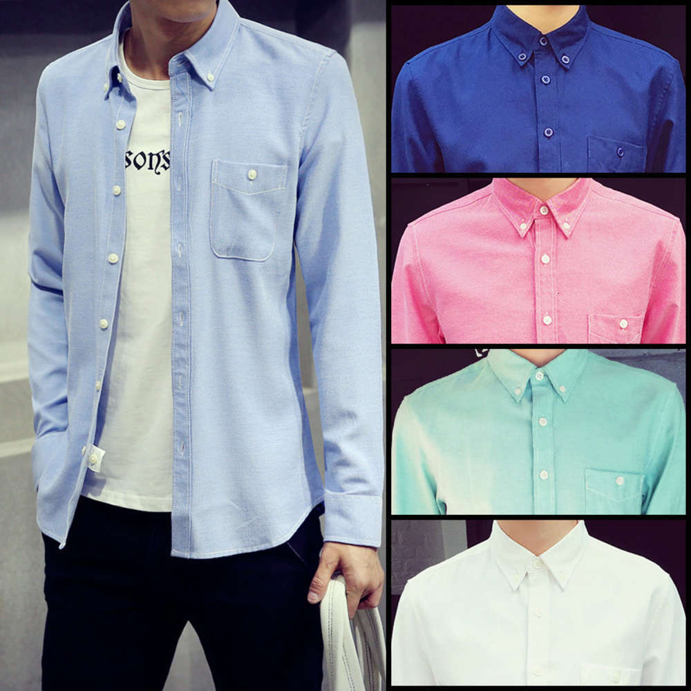 

Spring and autumn new men's business Oxford spinning Long Sleeve Shirt, White;black