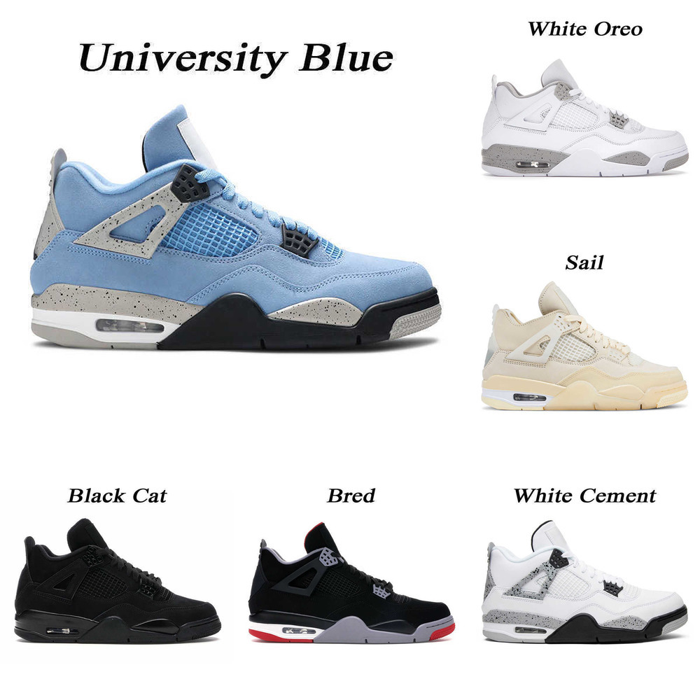 

Jumpman 1s 4s Basketball Shoes University Blue Men Women Black Cat White Oreo Desert Moss Taupe Haze Sail Outdoor Mens Trainer, 1s university blue