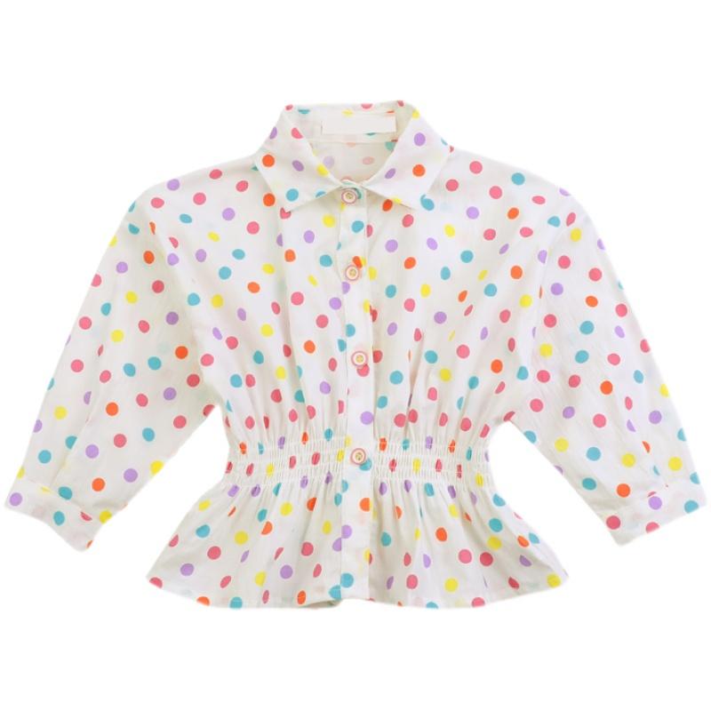 

Shirts Kids Baby Girls Full Sleeve Dot Draw Back Tops Outwear Toddler Children Casual Blouses Princess Base Clothes 6M-5Y, White;black