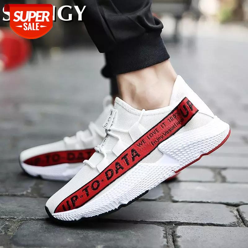 

2020 Summer Men Shoes Breathable Fashion Casual Shoes Men's Sneakers Lace up Couple Footwear White Mesh Flats Shoe f #415o