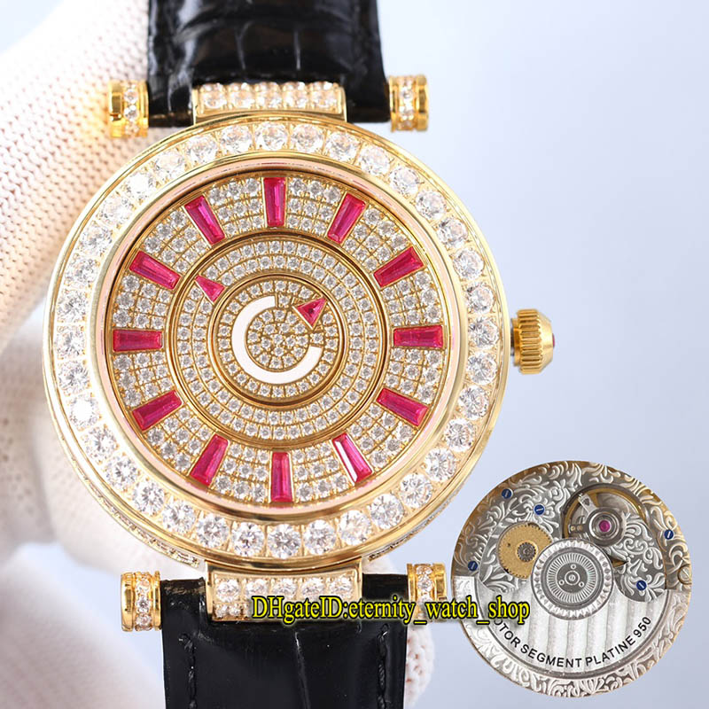 

TWF Double Mystery DM42D2RCD Japan Miyota 9015 Automatic Mens Watch Paved Diamonds Red Gem Markers Dial Iced Out Circular Cut Diamonds Gold Case eternity Watches, Watch waterproof production cost