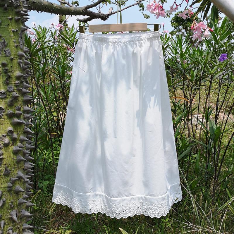 

Skirts Japanese Summer Women Cute Retro Long Skirt Mori Sweet Lace Lolita Pleated Underskirt Petticoat Floral White Midi Tutu, Ivory