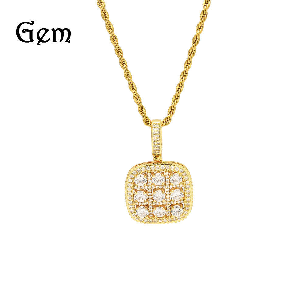 

Hip hop jewelry with zircon Nine Palace Square Pendant