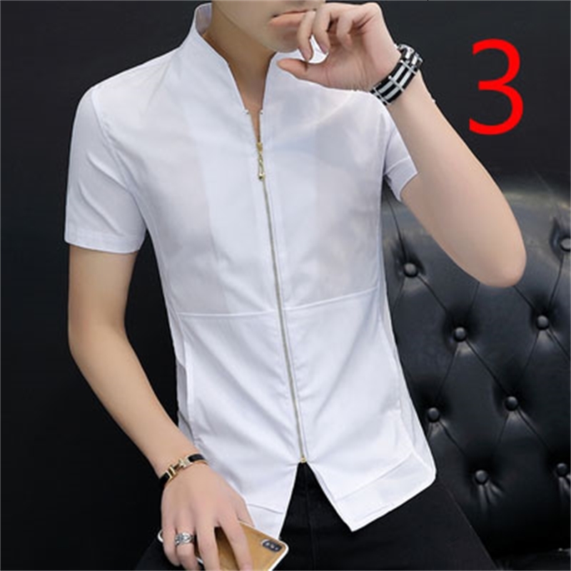 

2021 New Men's Youth Large Size Lapel Short-sleeved T-shirt Wild Handsome Tide t Lln8