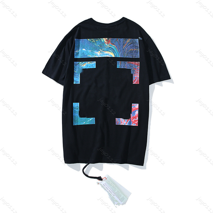 

21SS OFF Spring Summer WHITE printing Tees OW loose casual sports round neck short sleeve T-shirt men and women 1087 MVB, White;black