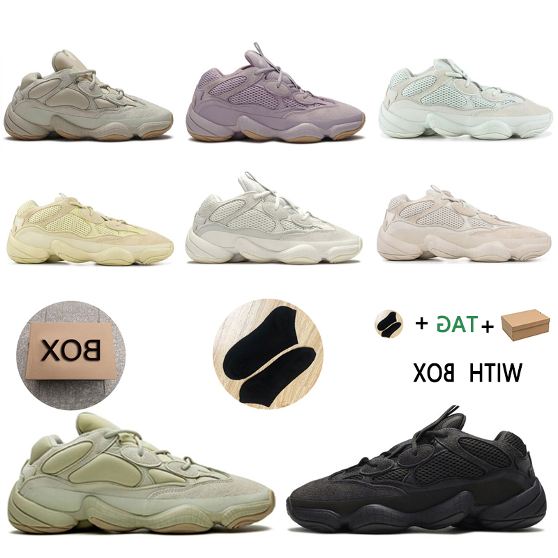 

2021 kanye west 500 mens Runner shoes soft vision stone bone white utility black super moon yellow reflective men women outdoor sneakers