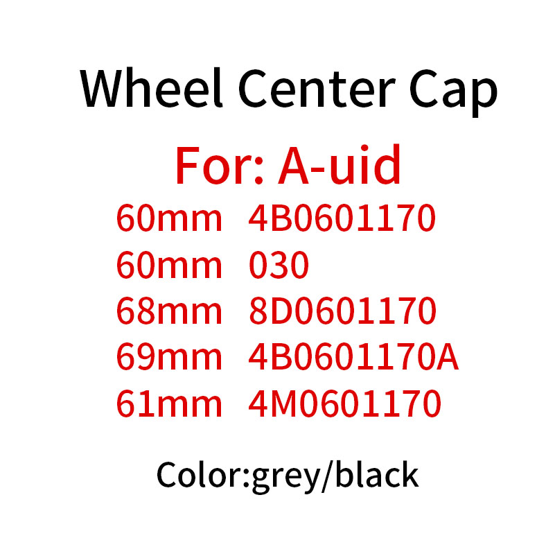 

20pcs 60mm 61mm 68mm 69mm Gray Black Car Wheel Covers For 4B0601170 4M0601170 Hub Caps Wheels Accessories Car-Rims Cover