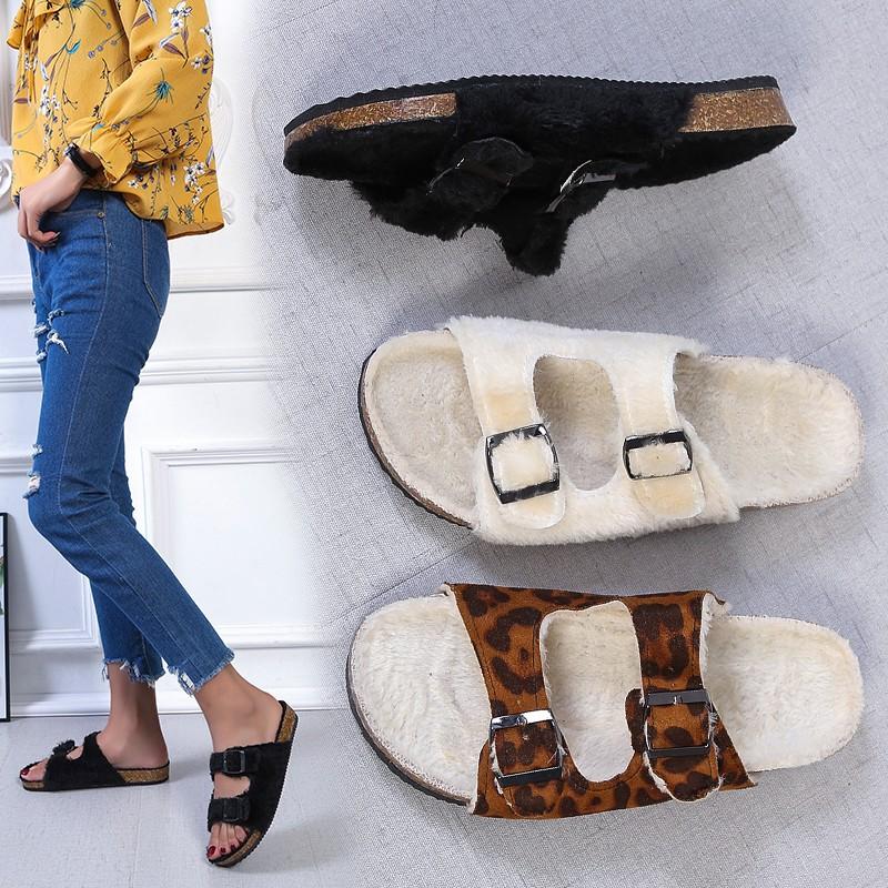 

Slippers Woman Female Shoes 2021 Femme Pantoufles Furry Zapatillas De Mujer White Fluffy Ciabatte Donna Vrouwen Schoenen, Black