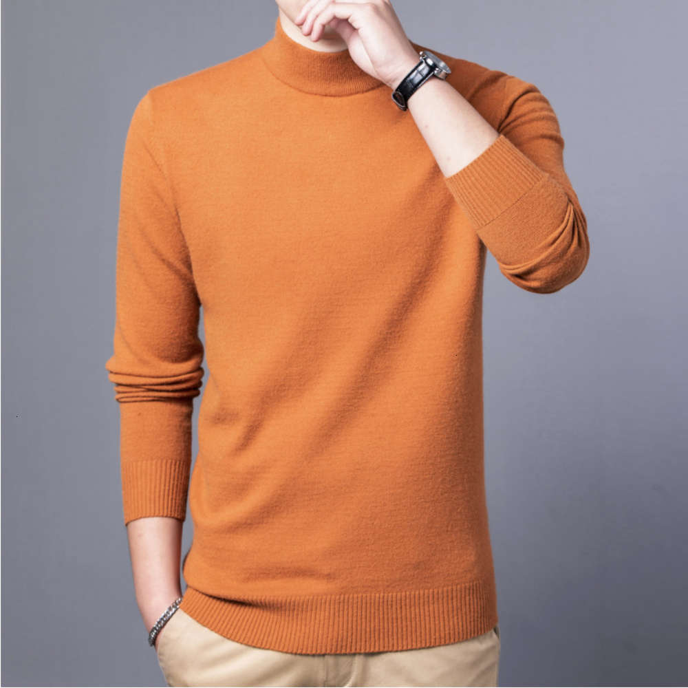 

Semi turtleneck winter Korean slim fit wool men's sweater, White;black