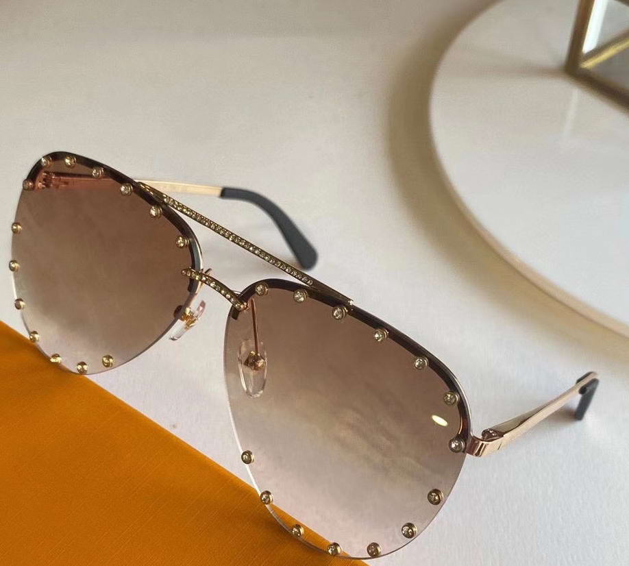 

The Party Pilot Sunglasses Studes Gold Brown Mirrored Lens gafas de sol Fashion Sunglasses UV400 Protection Eyewear with Box
