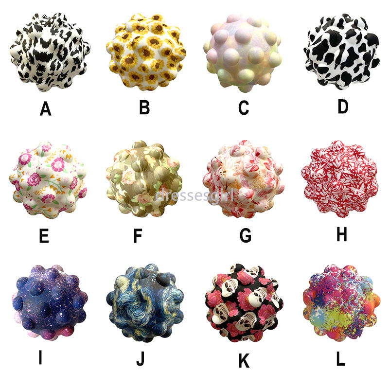 

New Printed Ball Fidget toy Push its Bubble Soft Relieve Stress Squeeze Toy Antistress Squishy Balls for kids CC