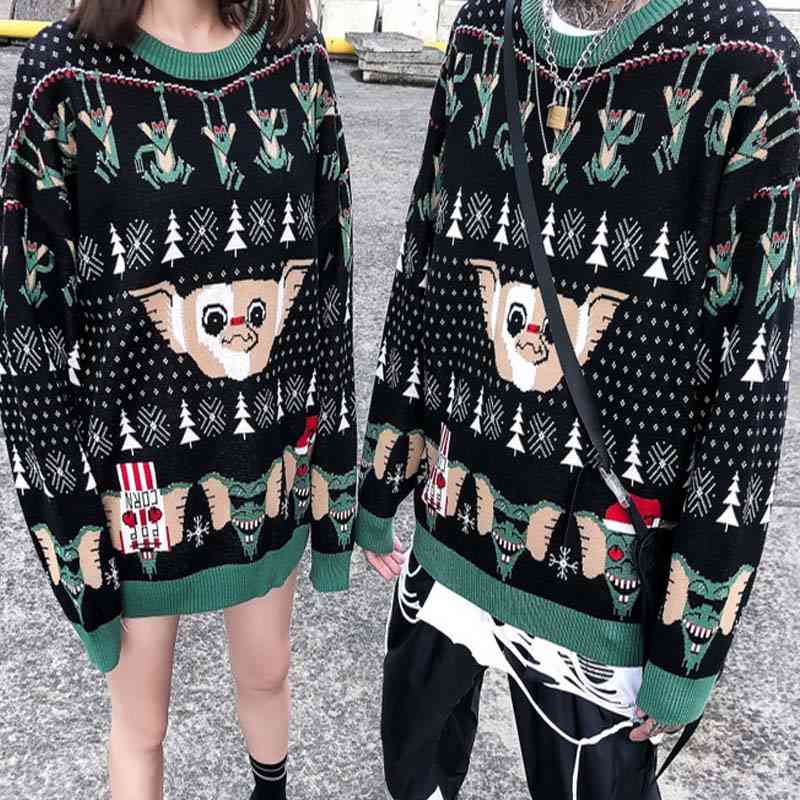 

Men's Sweaters Suéter unissex com estampa de animal, blusão para homens, estilo universitário, gola redonda, VOZQ, 1# shoe box