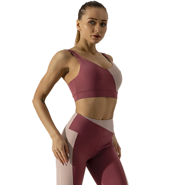 

Women' yoga wear sports clothing training sweating high quality fitness sports bra together shockproof running vest multi-color optional, Green