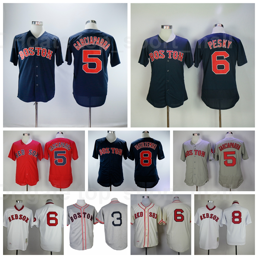 

1946 Retror Baseball Vintage 8 Carl Yastrzemski Jersey 3 Jimmie Foxx 5 Nomar Garciaparra 6 Johnny Pesky Retire Flexbase Cool Base Pullover, 3 grey