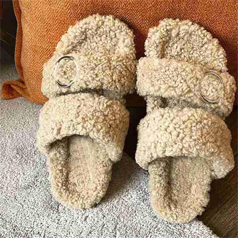 

2021 temperament women new Loafers Fur Muller Slipper Print Fluffy Furry Slippers Warm Comfortable Beautiful Flip Flop top quality, Black