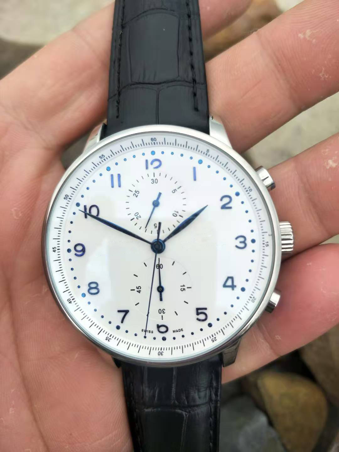 

IW2 Upgrade version Sport Watches DMF pilot W371466White Dial Transparent bottom cover Automatic Mens Watch Stainless Case Leather Strap, Slivery;brown