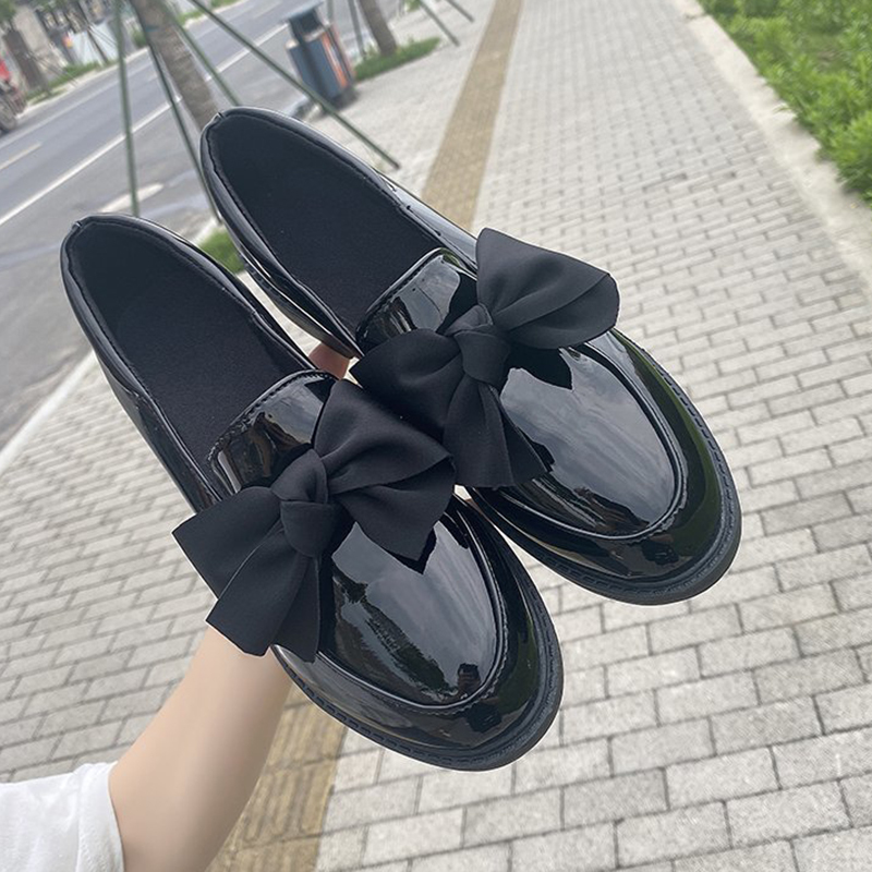 

2021 New Fashion Patent Leather Women Mid Sweet Bow Square Heel Pumps Woman Casual Pound Toe Slip on Shoes Ladies Xiw0, Blackmatte