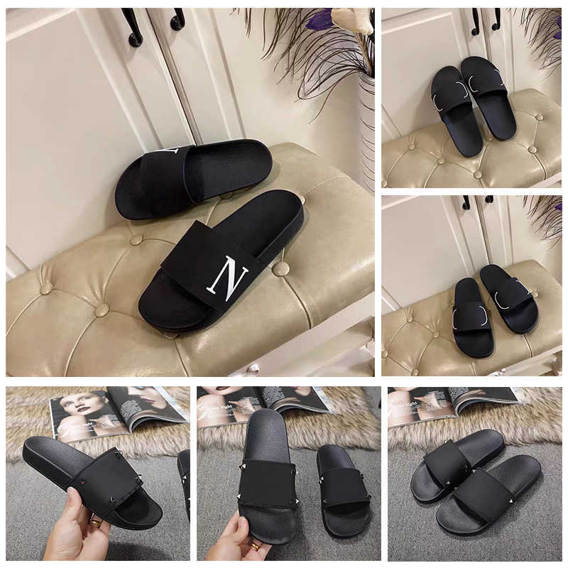 

2022 High Quality Men Women Slipper Font Shoes Slide Fashion Sandals Flat Flip Flop With Box