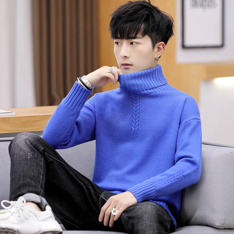 

Men's Sweaters High-neck Sweater Long Sleeve Thick Warm Trend Knitted 2021 Winter Bottoming Shirt Zde2752, White;black