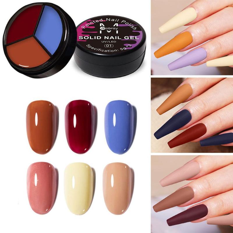 

Nail Gel Three-color Solid Canned Manicure Painting Soak Off Drawing Easy To Use At Will DIY Tools, Red;pink