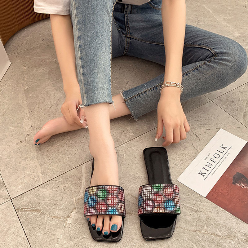 

Women Slippers Pu Leather Fashion Woman Summer Shoes Colorful Sandals Comfort 2021 New Flats Footwear Ladies Slides Y8x0 OVHM, White