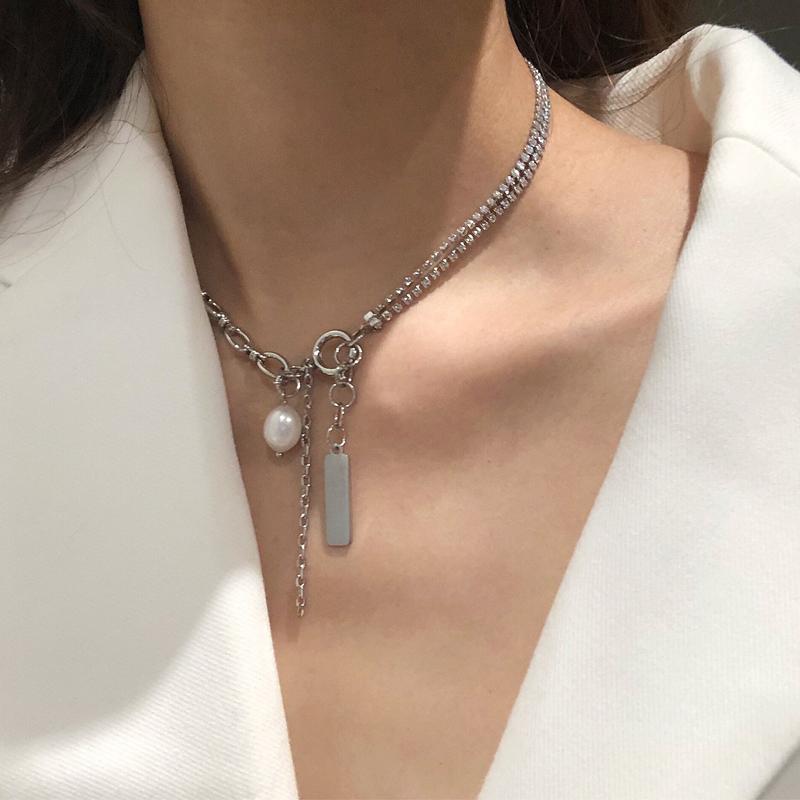 

Pendant Necklaces Double Chain Pendants Collar Vintage Crystal Necklace For Women Fashion Minimalist Choker Jewelry