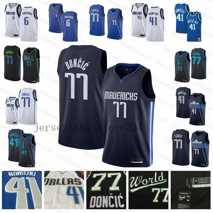 

Luka Mens 77 Doncic Jersey Dirk 41 Nowitzki Kristaps 6 Porzingis Vintage Jason Basketball Jerseys Dallas nba Mavericks, Black;red