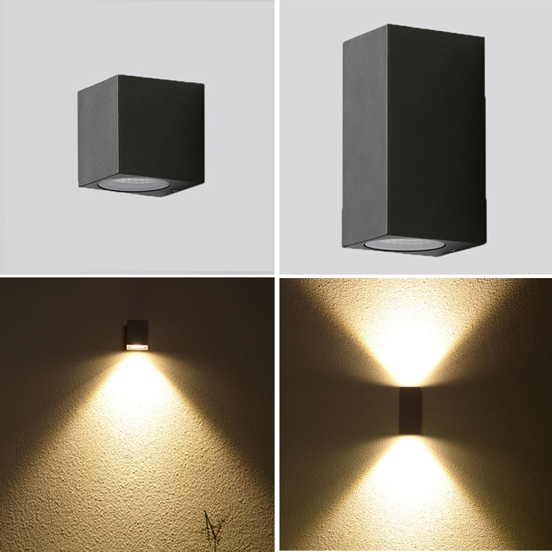 

Led square outdoor waterproof lamp upper and lower light villa exterior wall courtyard balcony corridor double head spotlight
