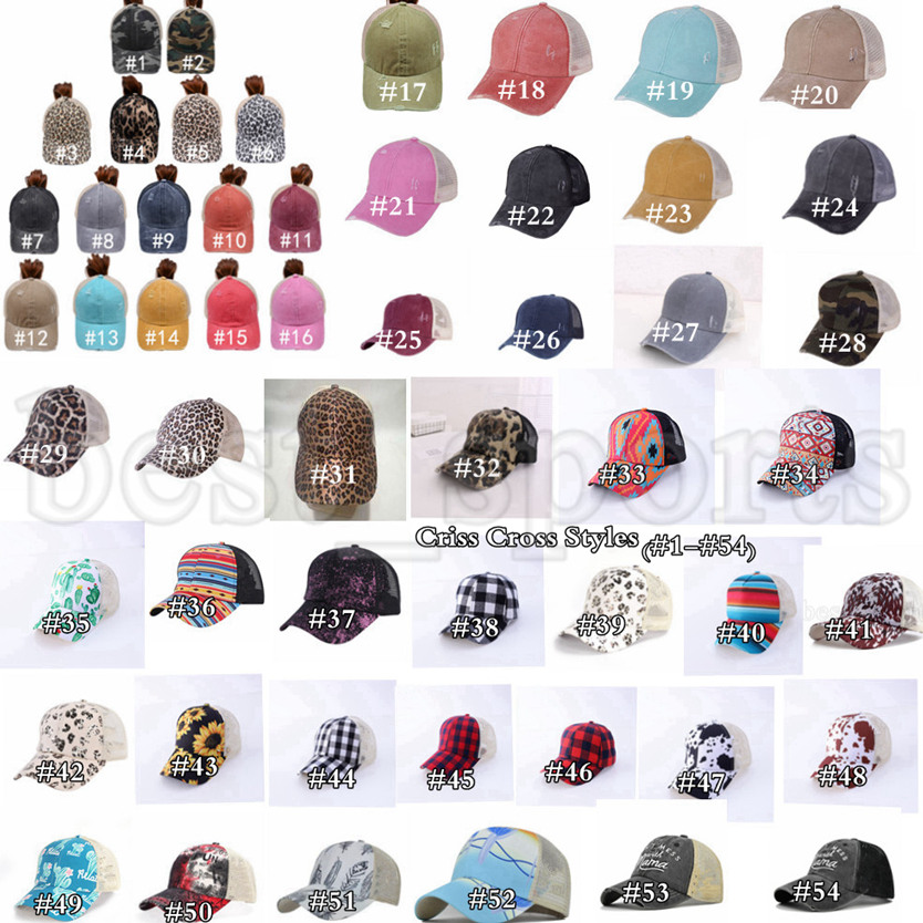 

Ponytail Baseball Cap 65 Styles Washed Distressed Messy Buns Ponycaps Leopard Sunflower Criss Cross Trucker Mesh Hats CYZ, Multi