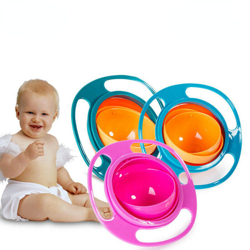 Baby Anti Spill Bowl 360 Rotate Universal Gyro Gravity Kids Feeding Training Cup UFO Top Bowel 8802138-image-677793378